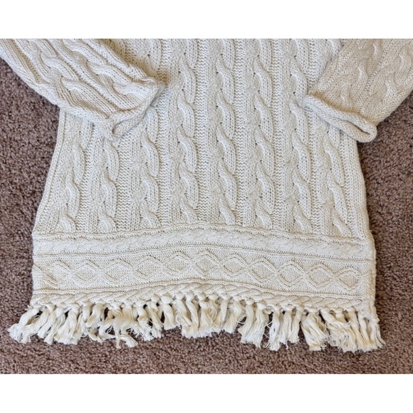 Vtg Yohji Yamamoto Cable Knit Ramie Cream Tassle Dress Long Sleeve Sz.Med. 90's - Picture 4 of 11